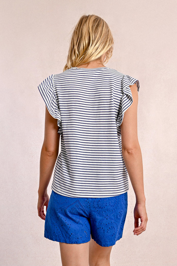 Molly Bracken White/Navy Blue Tshirt