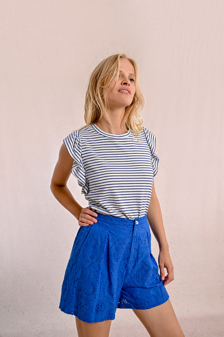 Molly Bracken White/Navy Blue Tshirt