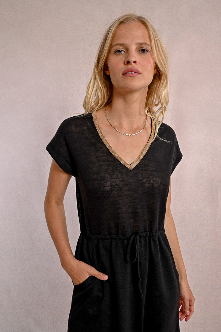 Molly Bracken V Neck Black Dress