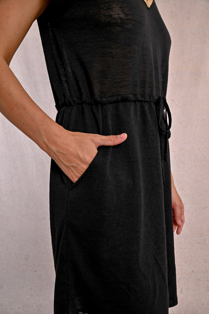 Molly Bracken V Neck Black Dress