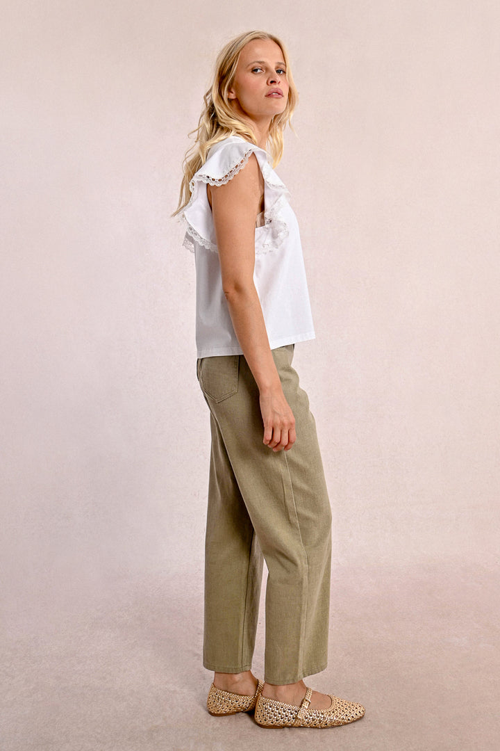 Molly Bracken Lace Trimmed White Tee