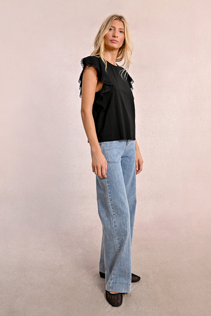 Molly Bracken Black Cap Sleeve Tee