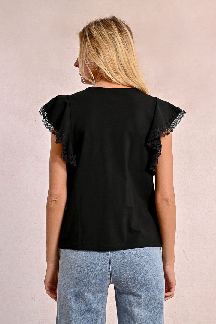 Molly Bracken Black Cap Sleeve Tee