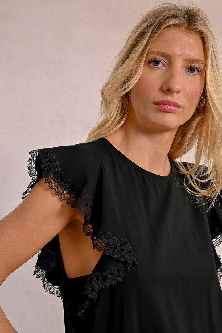 Molly Bracken Black Cap Sleeve Tee