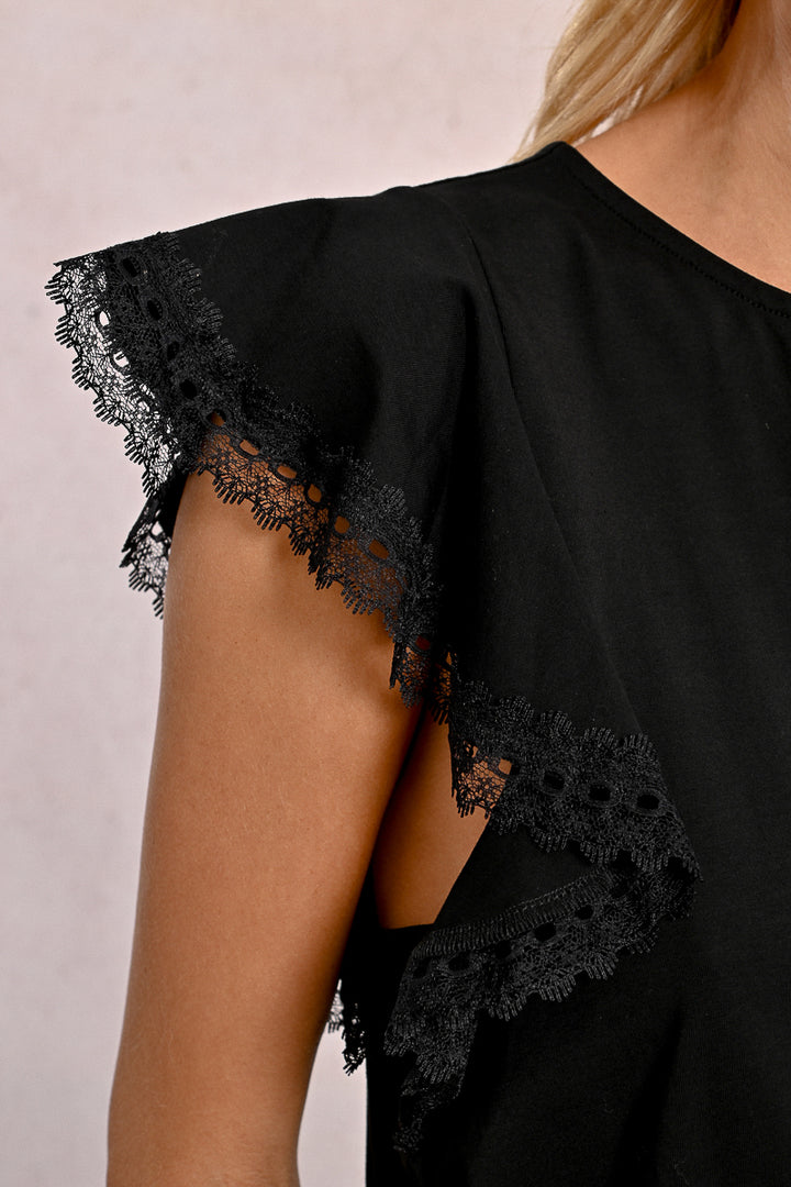 Molly Bracken Black Cap Sleeve Tee