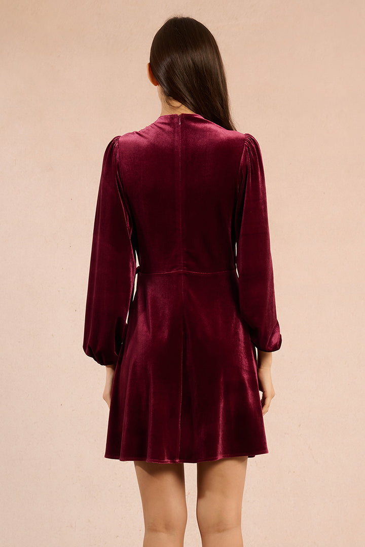Molly Bracken Dark Red Velvet Wrap Dress