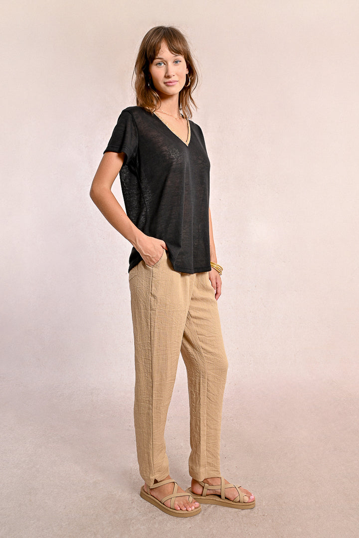 Molly Bracke V Neck Black Tee