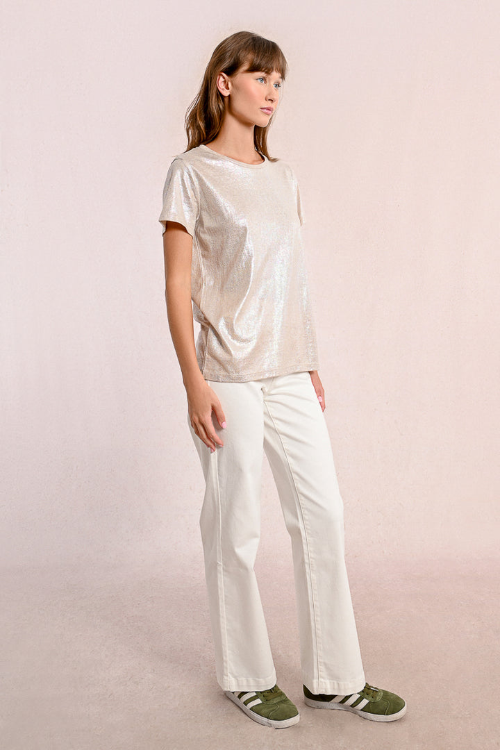 Molly Bracken Metallic Golden Beige Tee