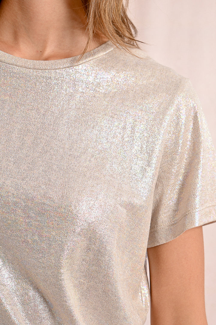 Molly Bracken Metallic Golden Beige Tee