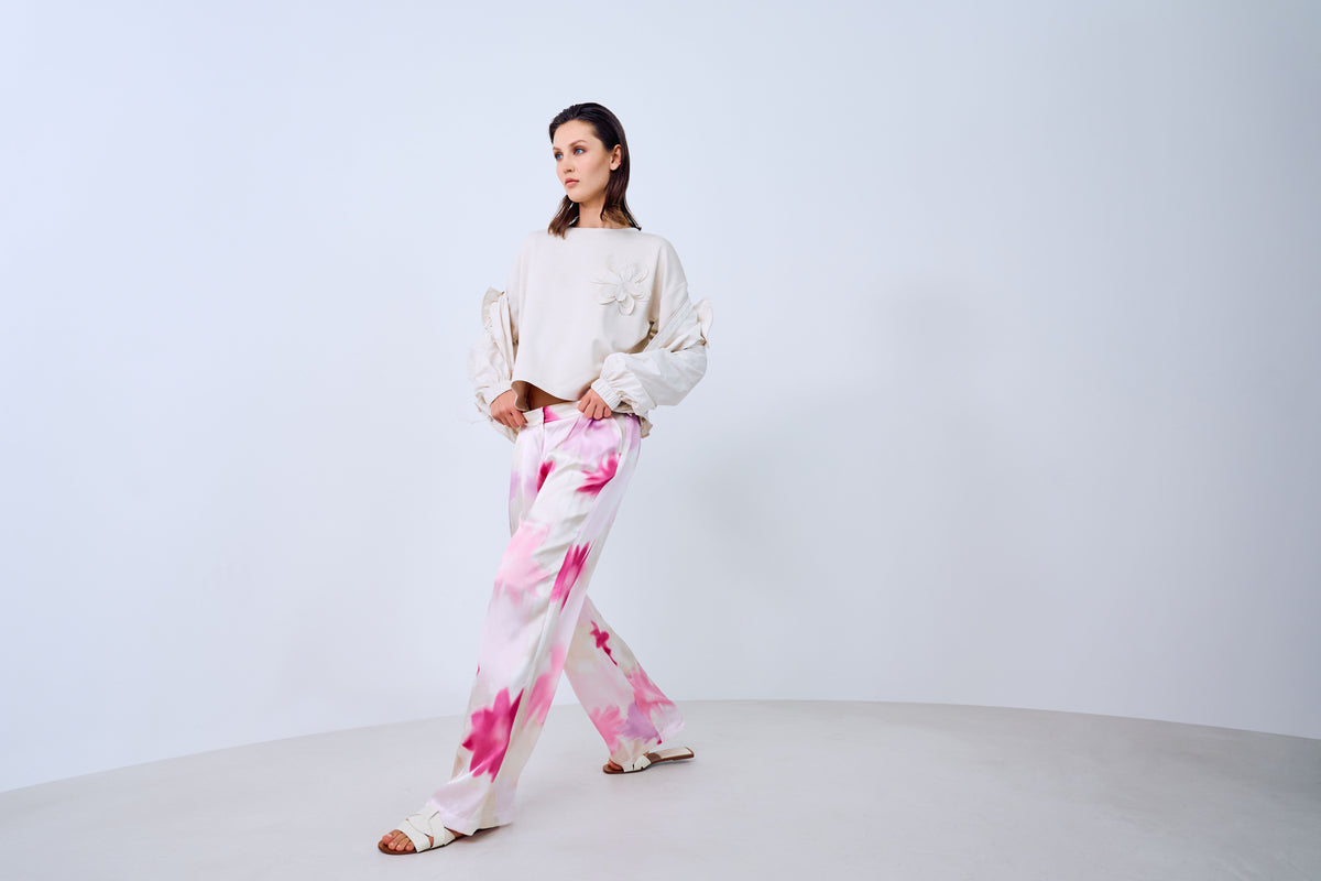 Tuzzi Rose All Day Blurred Pink Floral Trouser