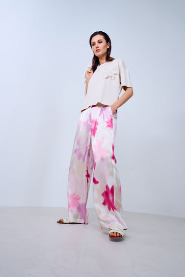 Tuzzi Rose All Day Blurred Pink Floral Trouser