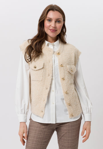 Tuzzi Cream/Gold Sleeveless Cardigan