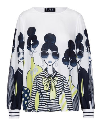 Tuzzi Fashion Illustration Print Blouse