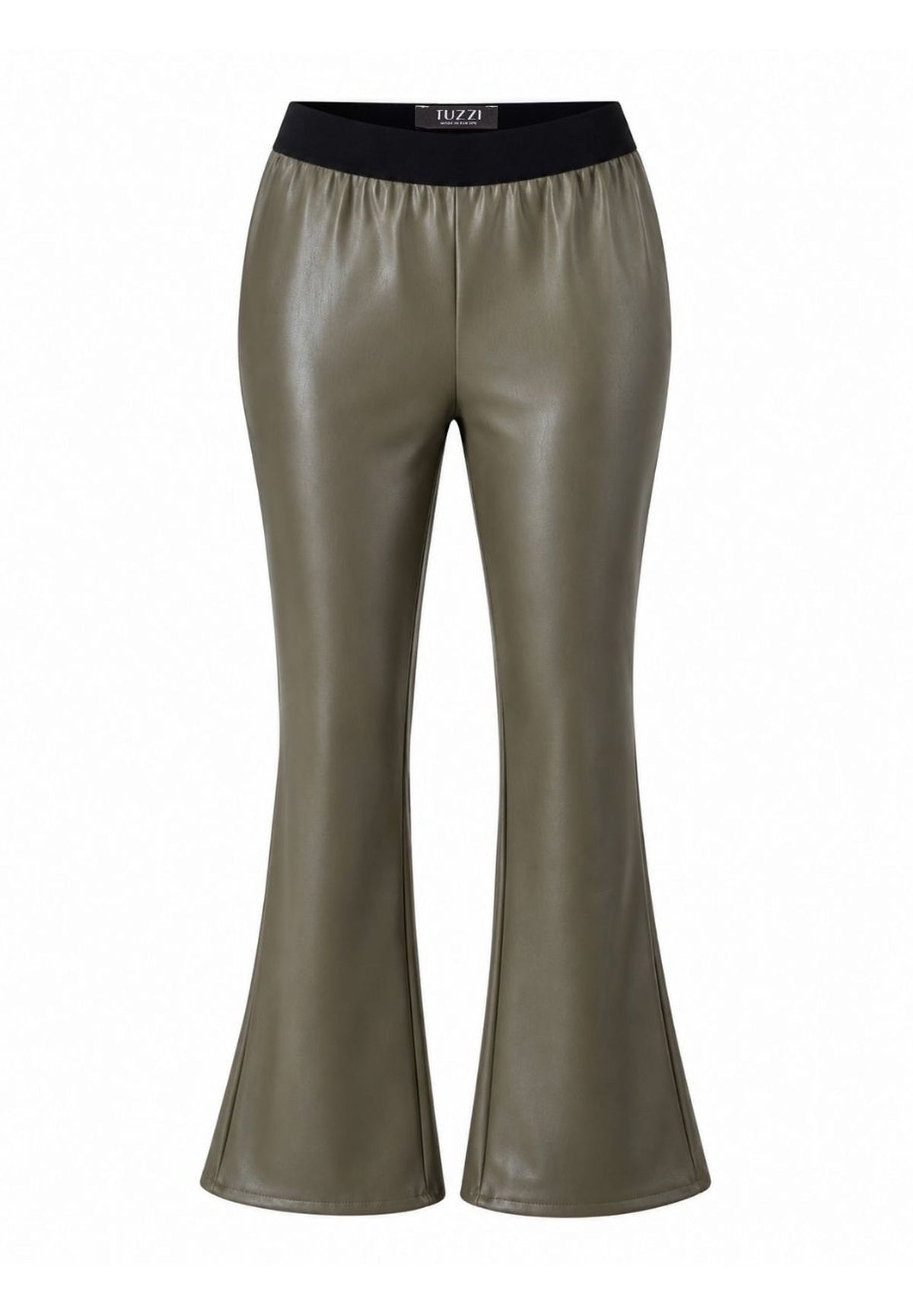 Tuzzi Khaki Faux Leather Flared Trousers