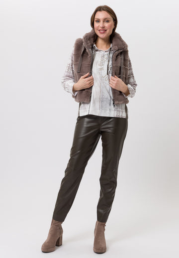 Tuzzi Moka Elasticated Waist Slim Fit Faux Leather Trousers