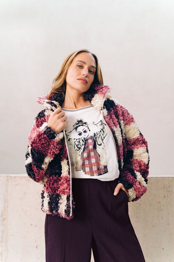 Tuzzi Multi Teddy Style Patchwork Jacket