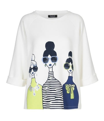 Tuzzi Navy And Vibrant Lime Tone Tee