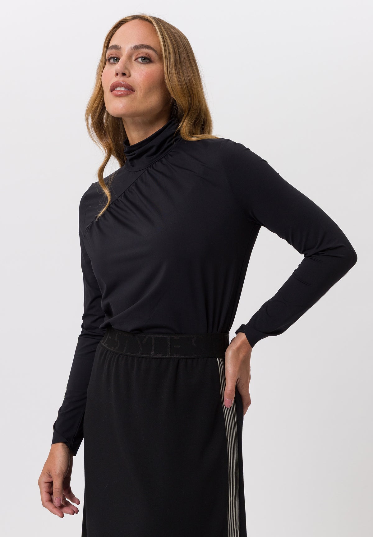 Tuzzi Navy High Neck Top