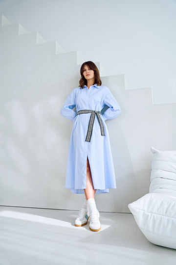 Tuzzi Striped Belted Shirt Style Dress