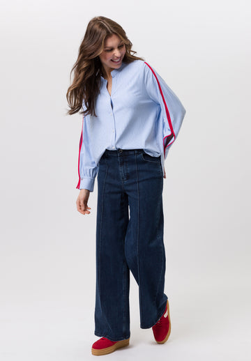 Tuzzi White and Light Blue Striped Shirt