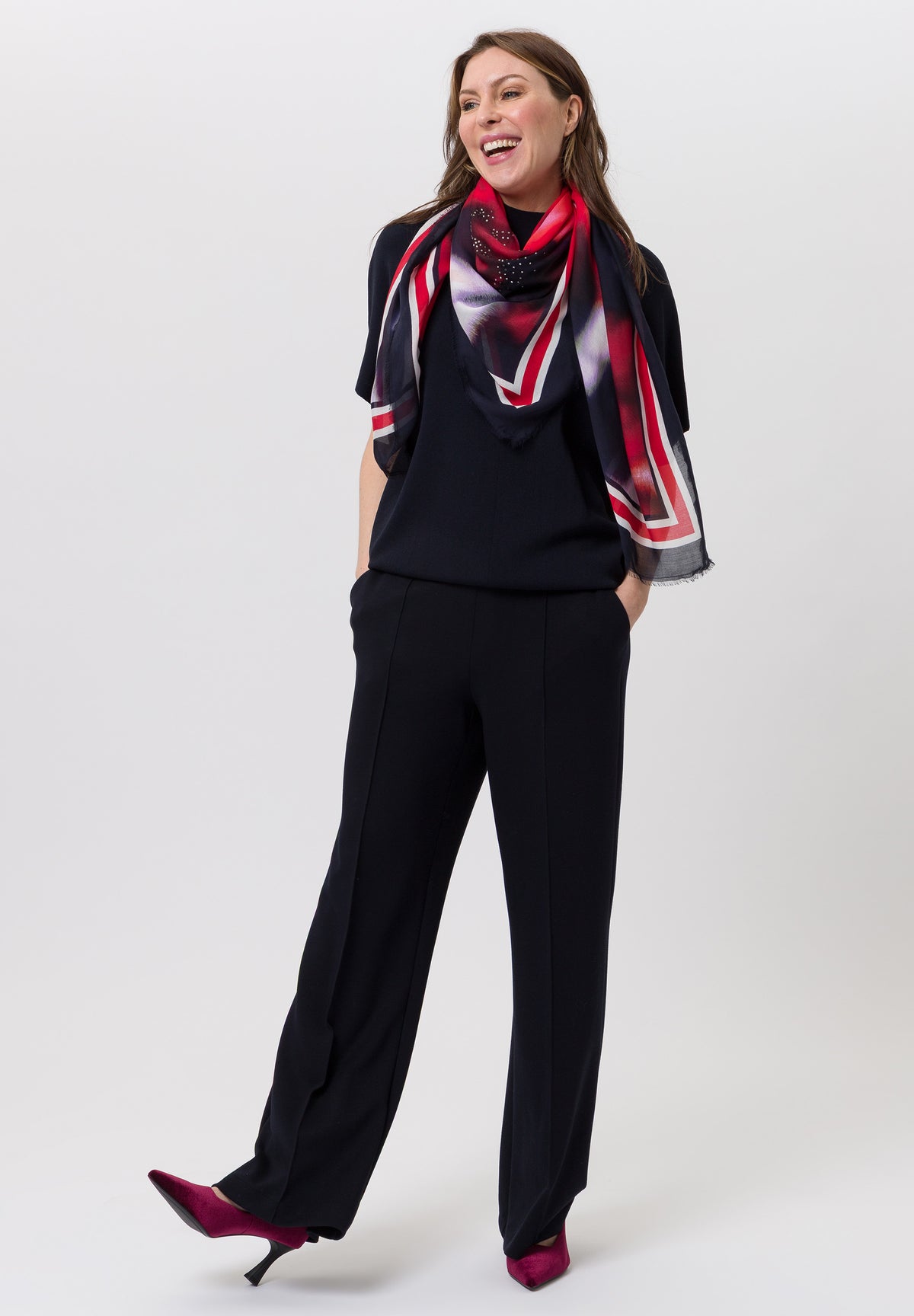 Tuzzi Wide Leg Navy Trousers