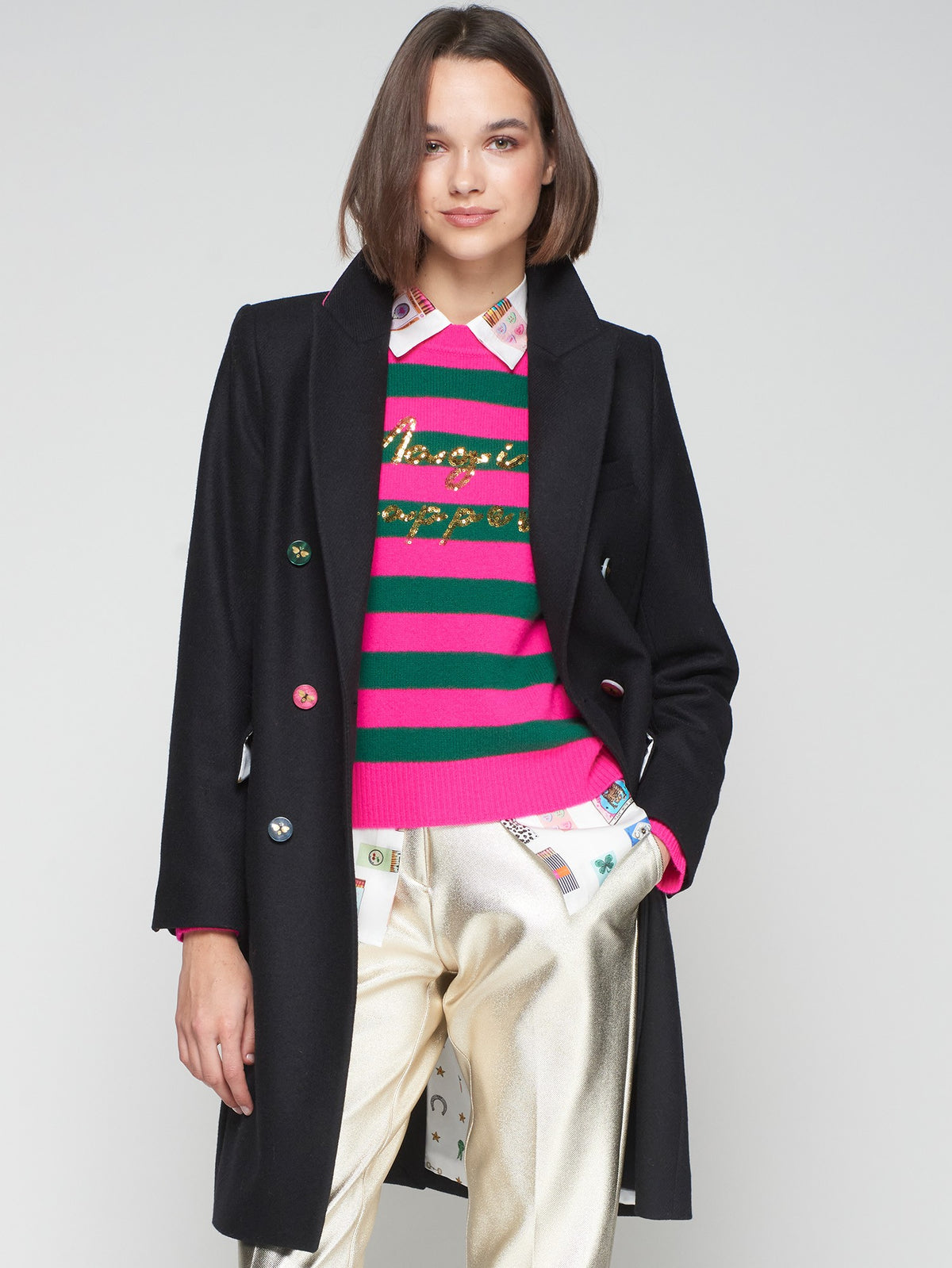 Vilagallo Black Coat With Bee