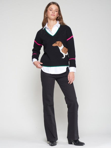 Vilagallo Black Dachshund Sweater