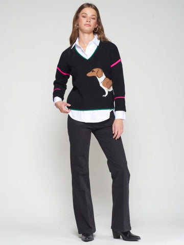 Vilagallo Black Dachshund Sweater