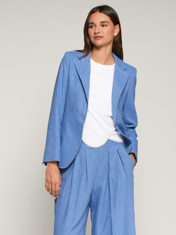 Vilagallo Blue Linen Blend Blazer