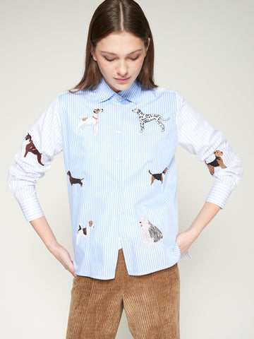 Vilagallo Blue Shirt With Dog Embroidery