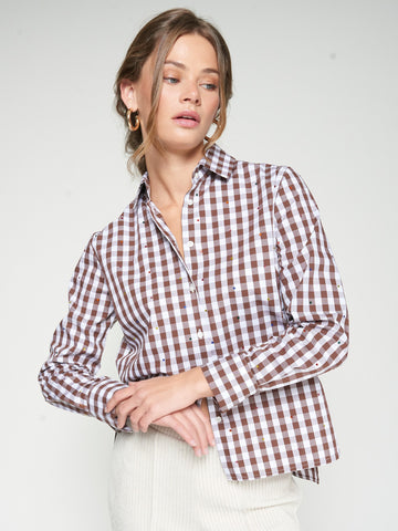 Vilagallo Brown Gingham Shirt