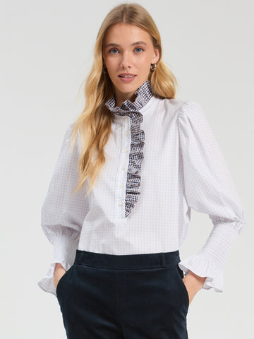 Vilagallo Cotton Volantes Mini Plaid  Shirt