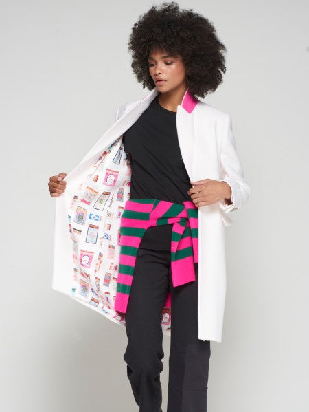 Vilagallo Ecru Coat With Contrast Collar