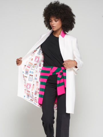 Vilagallo Ecru Coat With Contrast Collar