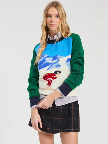 Vilagallo Embroidered Navy & Green Ski Jumper