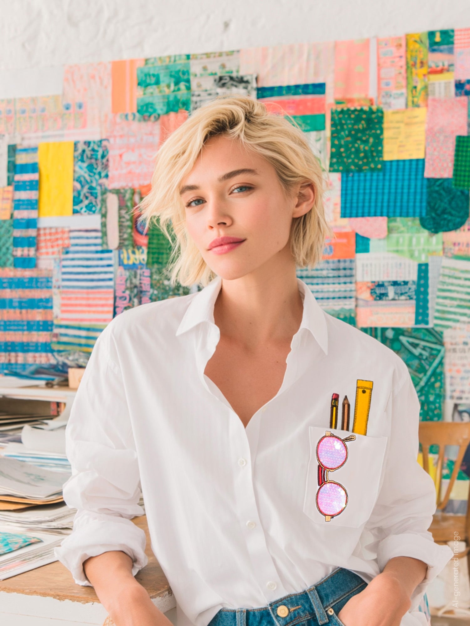 Vilagallo Embroidered White Cotton Shirt