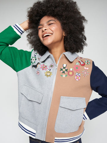 Vilagallo Embroidery Bomber Jacket