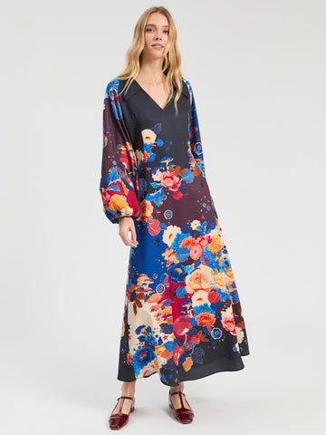 Vilagallo Eugenia Artistic Floral Long Dress