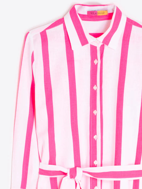 Vilagallo Fuschia Striped Shirt Dress