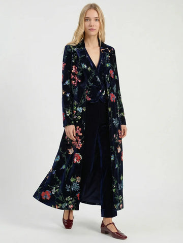 Vilagallo Ginebra Navy Floral Sequin Coat
