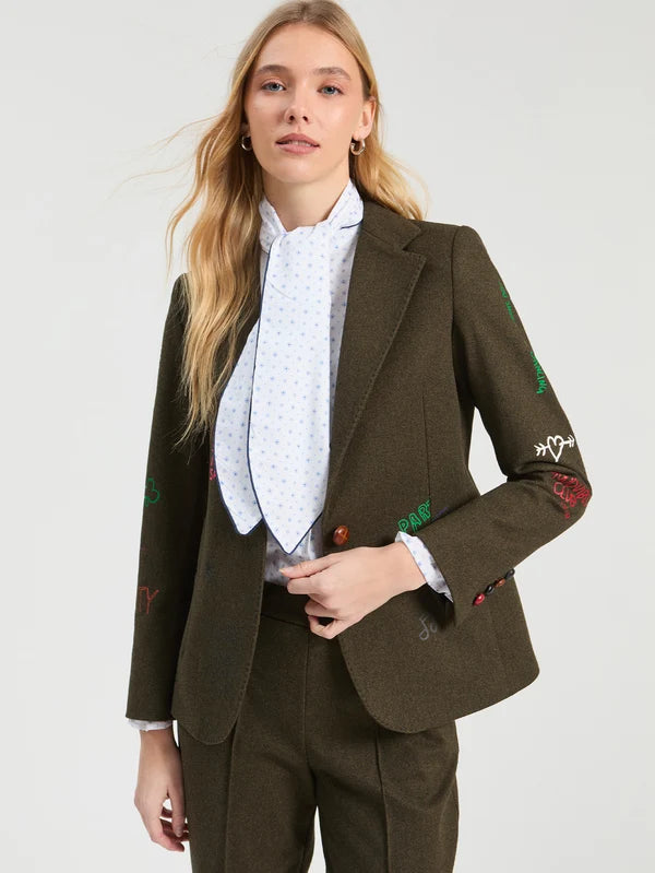 Vilagallo Green Graffiti Ferris Wheel Printed Blazer