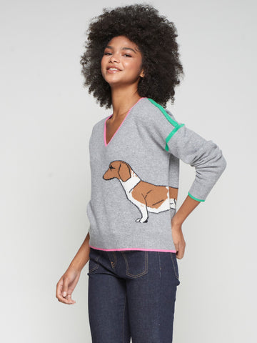 Vilagallo Grey Dachshund Sweater