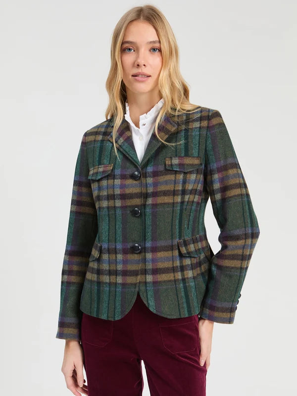 Vilagallo Maya Italian Green &amp; Check Blazer