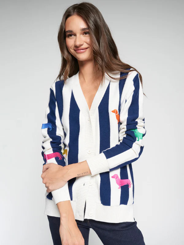 Vilagallo Navy Dog Striped Cardigan