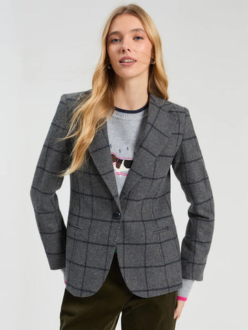 Vilagallo Navy/Grey Helen Plaid Blazer