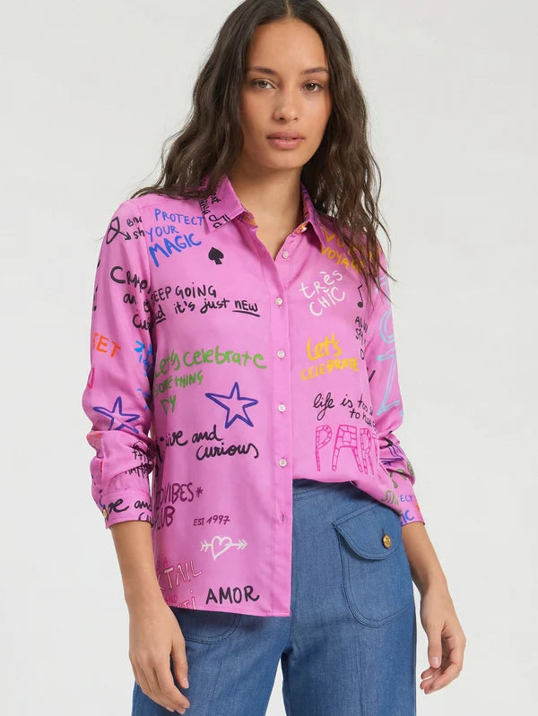 Vilagallo Noiria Silk Ferris Wheel Print Shirt