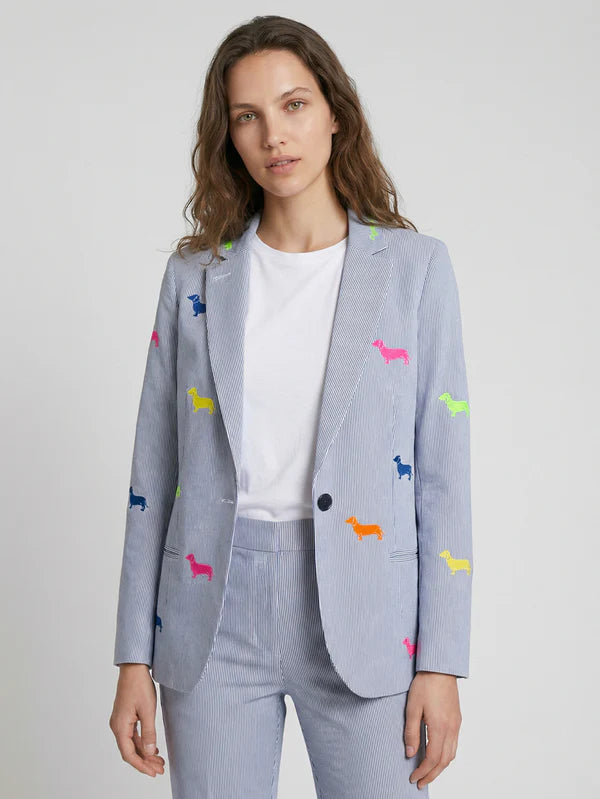 Vilagallo Striped Embroidered Blazer
