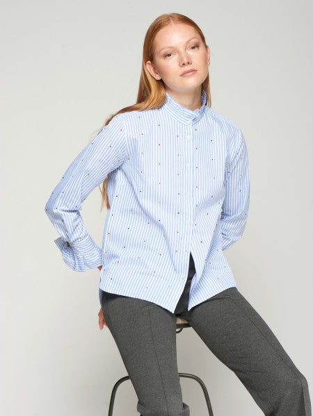 Vilagallo Striped Shirt with Multicoloured Strass