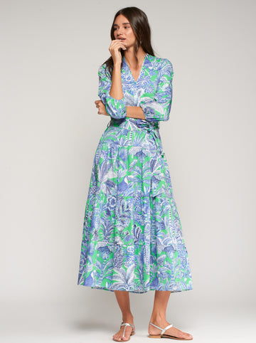 Vilagallo Tropical Print Cotton Midi Dress