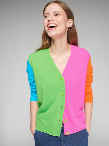 Vilagallo Two Tone Fluro Theresa Cardigan